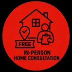 A house icon and a shield with a check mark, representing the reliable protection offered by Home Makeover's use of premium materials.